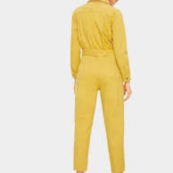 COPY - Solid Flap Pocket Front Belted Denim Overalls - Picture 2 of 5